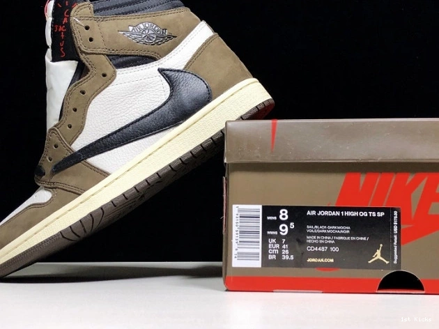 1st Kicks Shoes - High Scott x 100 Air 1 Travis CD4487 Retro Jordan OG 'Mocha' 0630